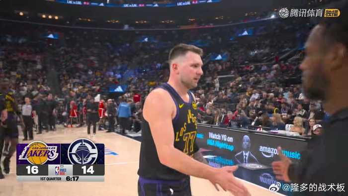 湖人开局16-14领先快船，伦纳德8分东契奇6分